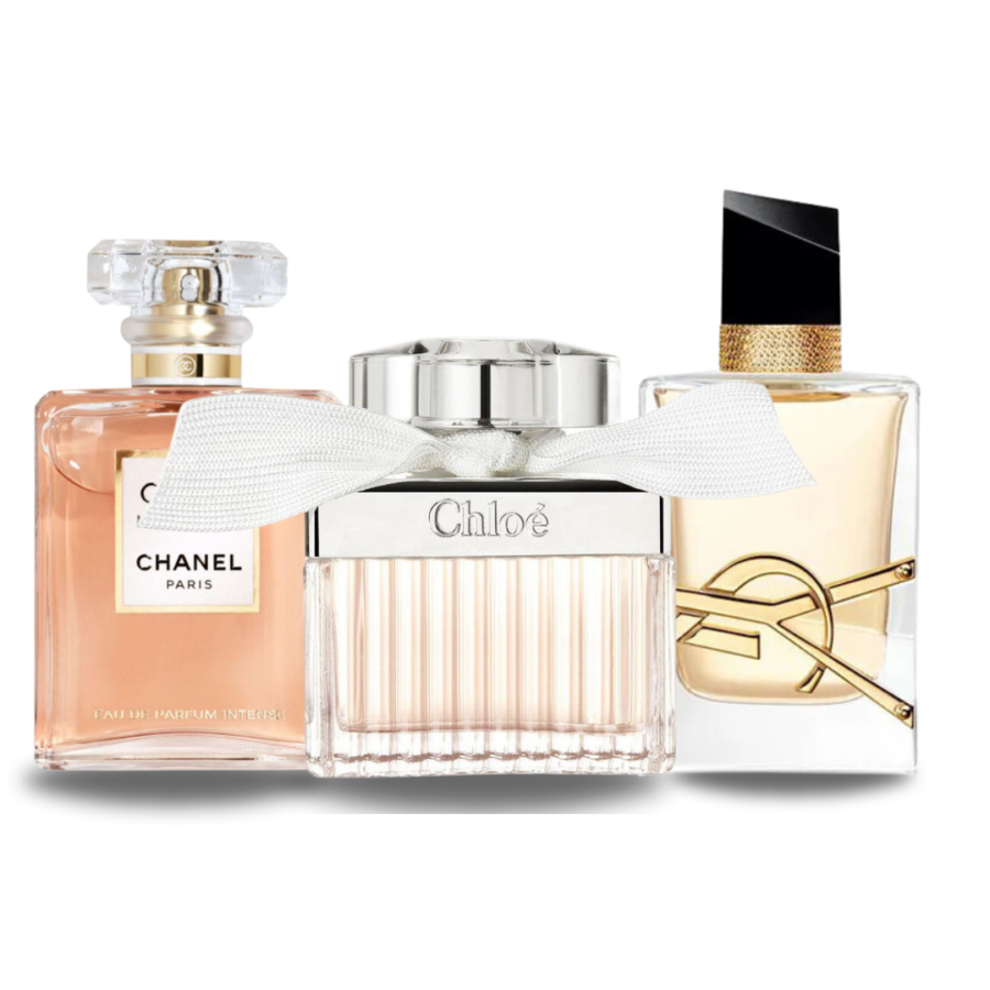 Combo de 3 Perfumes 100ml - Coco Chanel Mademoiselle Chanel, Libre Yves Saint Laurent e Chloé Signature