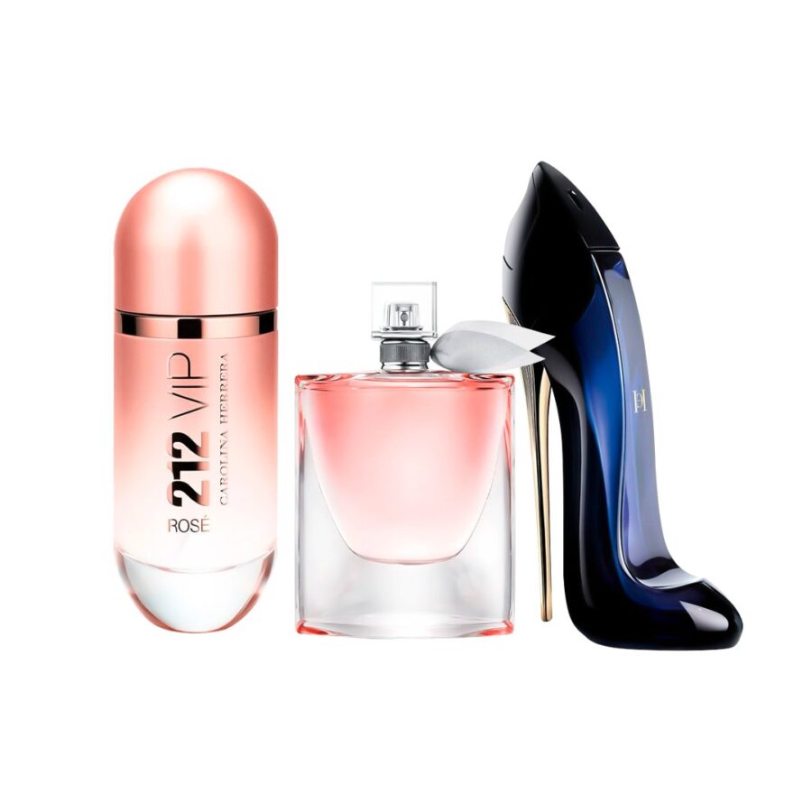 Combo de 3 Perfumes 100ml - 212 VIP Rosé, Good Girl e La vie est belle