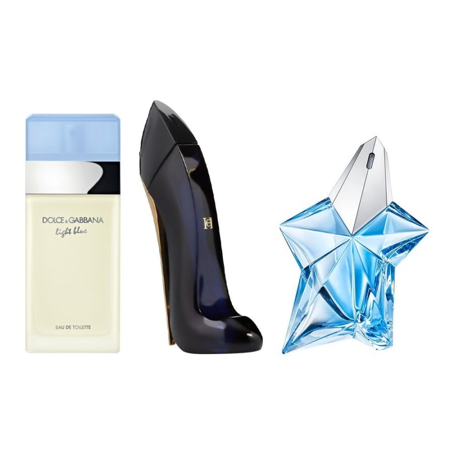 Combo de 3 Perfumes 100ml - Light Blue, Good Girl e Angel