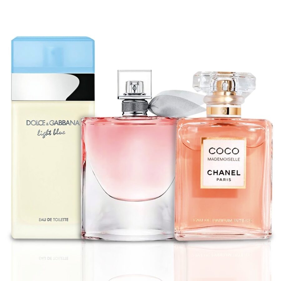 Combo de 3 Perfumes 100ml - Light Blue, La Vie est Belle e Coco Chanel Mademoiselle