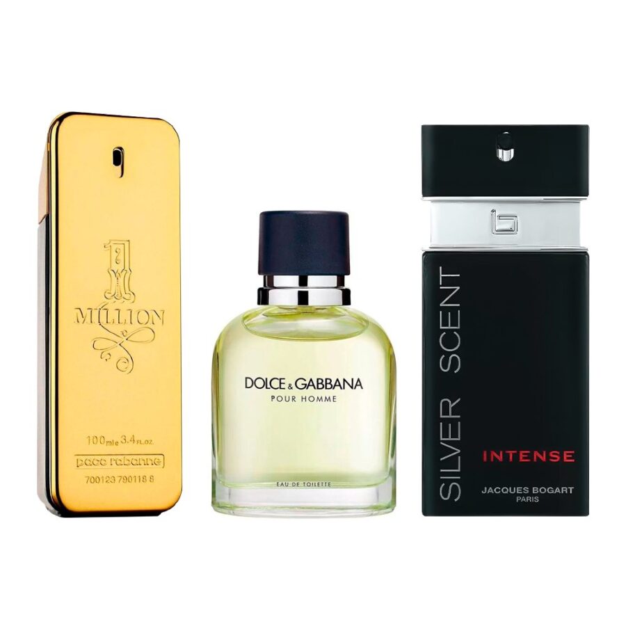 Combo de 3 Perfumes 100ml - One Million, Dolce & Gabbana Pour Homme e Silver Scent