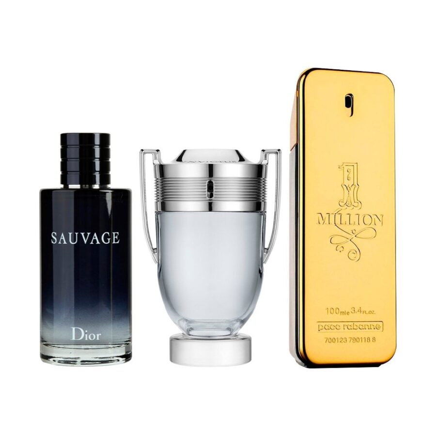 Combo de 3 Perfumes 100ml - Sauvage, Invictus e One Million